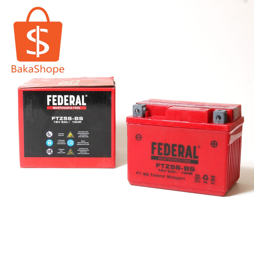 Aki Accu Kering Federal FTZ5S-BS 12V 5Ah Karisma Supra Beat Vario 110