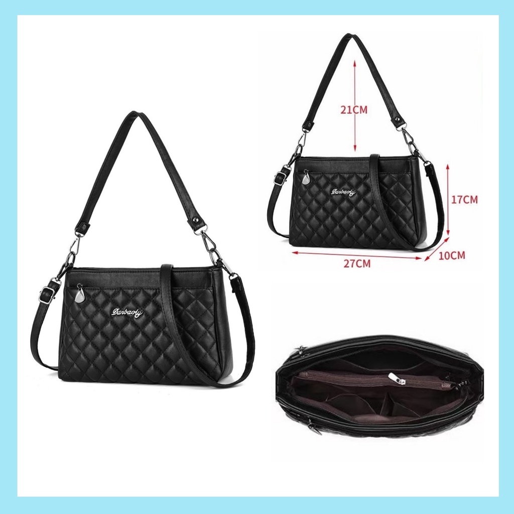 TAS SELEMPANG WANITA PREMIUM IMPORT KULIT HITAM TA561B5 SUSAN SHOULDER SIMPLE SLING BAG CEWEK MURAH BATAM REMAJA KEKINIAN BRANDED