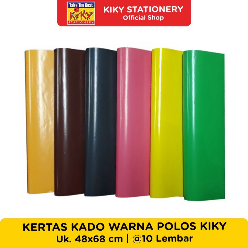 10 kertas kado warna polos kiky glossy mengkilap