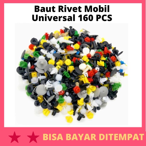 Baut Rivet Mobil Universal 160 PCS / Baut Baud Klip Clip Clips Push Pin Lock Kunci Retainer Kancing 