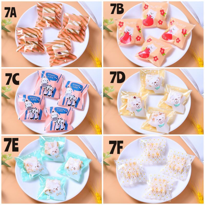 100pcs packing plastik cookies baking tools kantong bungkus kue sovenir ulang tahun 7x7