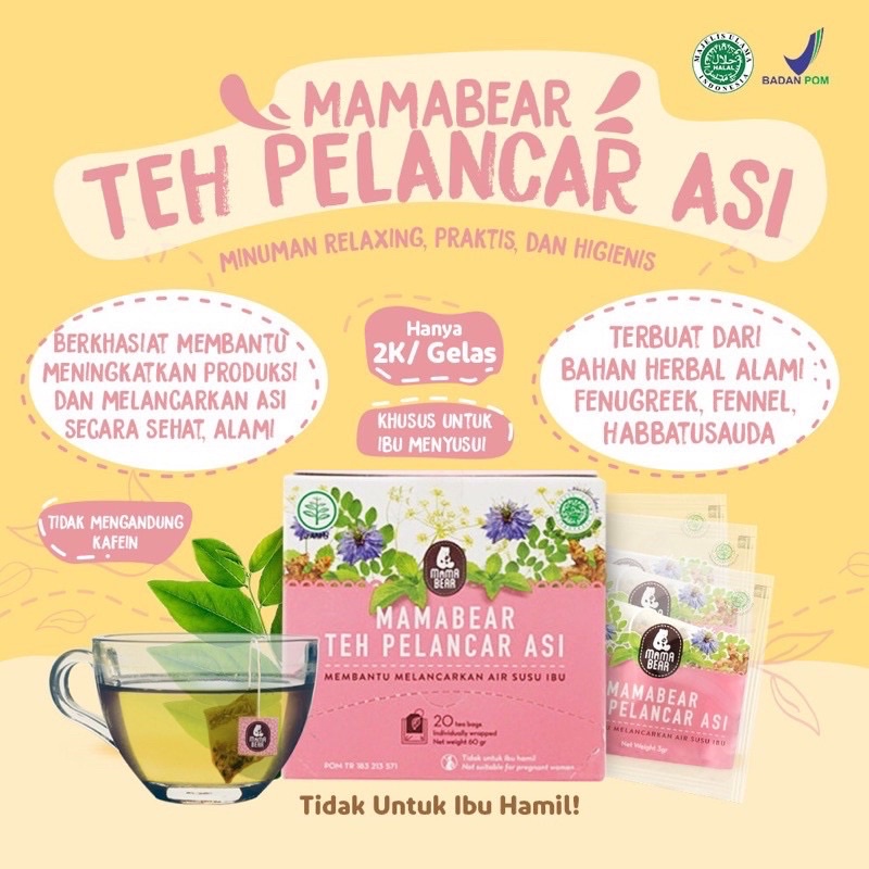 Mama bear teh Pelancar Asi Yovita Lesmana Mamabear Asi booster fenugreek tea blueberry / lemongrass / peach / original