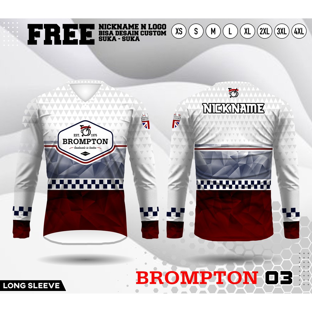 Jersey sepeda lipat brompton baju folding bike kaos lengan panjang
