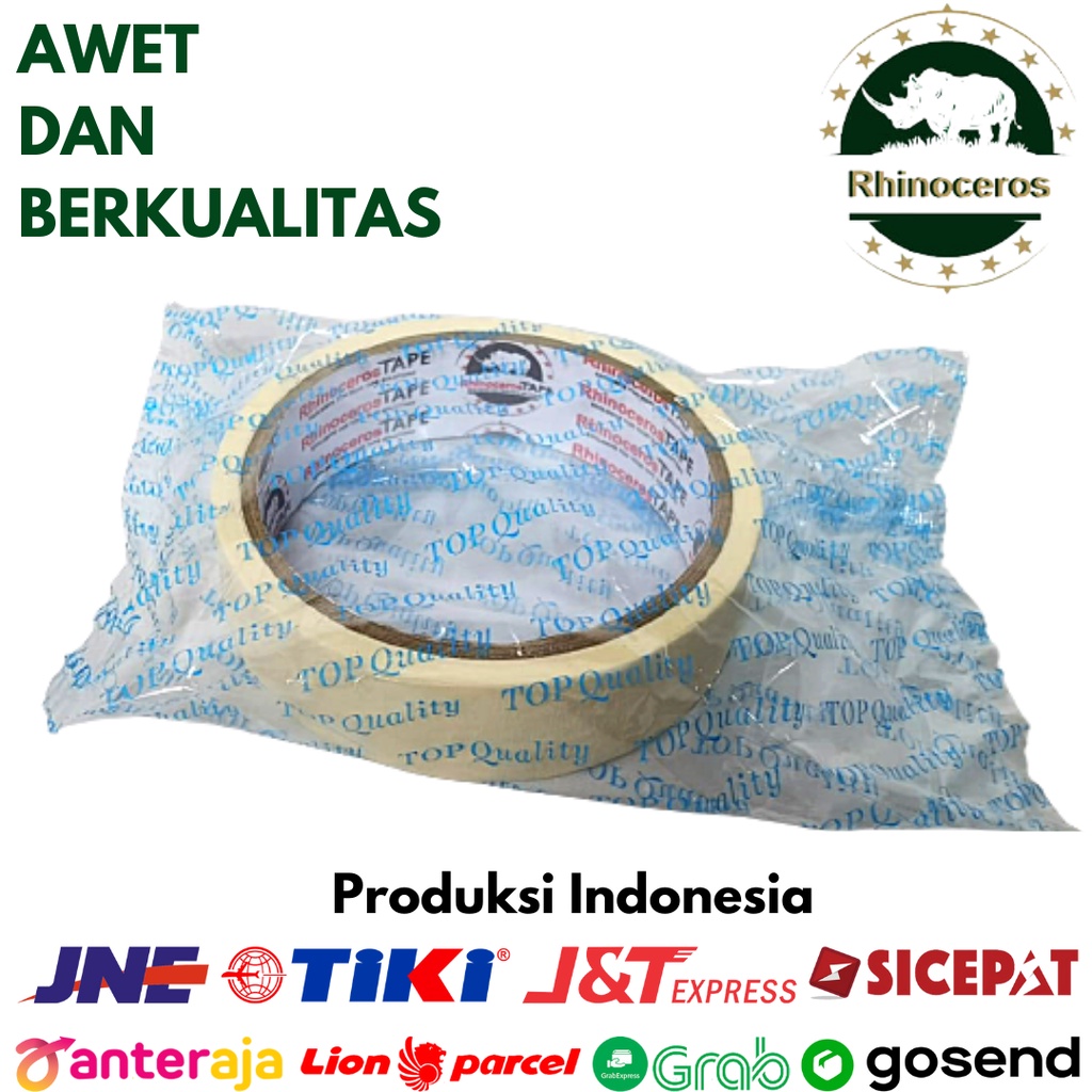 Lakban Kertas Masking Tape RHINOCEROS Tape Putih 24mm x 10m