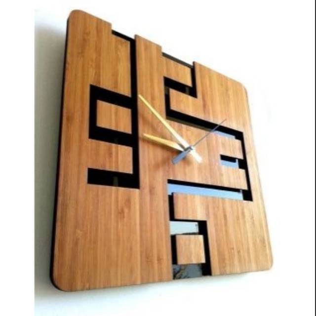 Jam dinding kayu lapis kaca Custom