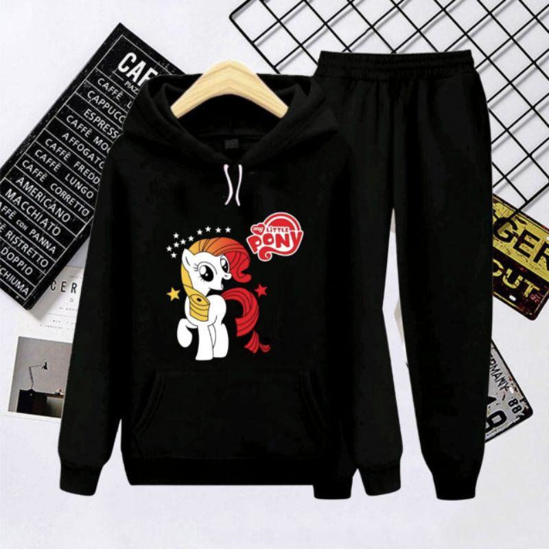 SETELAN HOODIE ANAK MODEL KEKINIAN LITTLE PONY/SETELAN CELANA PANJANG KUDA PONY/UMUR 3-16 TAHUN