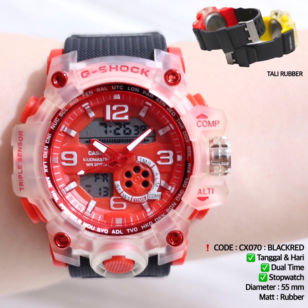 Jam tangan pria cowok casio gshock GG1000 DW5600 grosir murah double time digital analog CX027