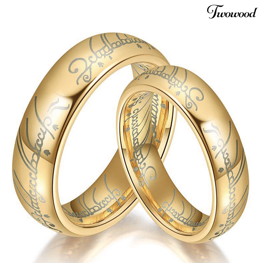 Cincin Motif Print Tulisan Bahan Titanium Steel Untuk Pria Dan Wanita