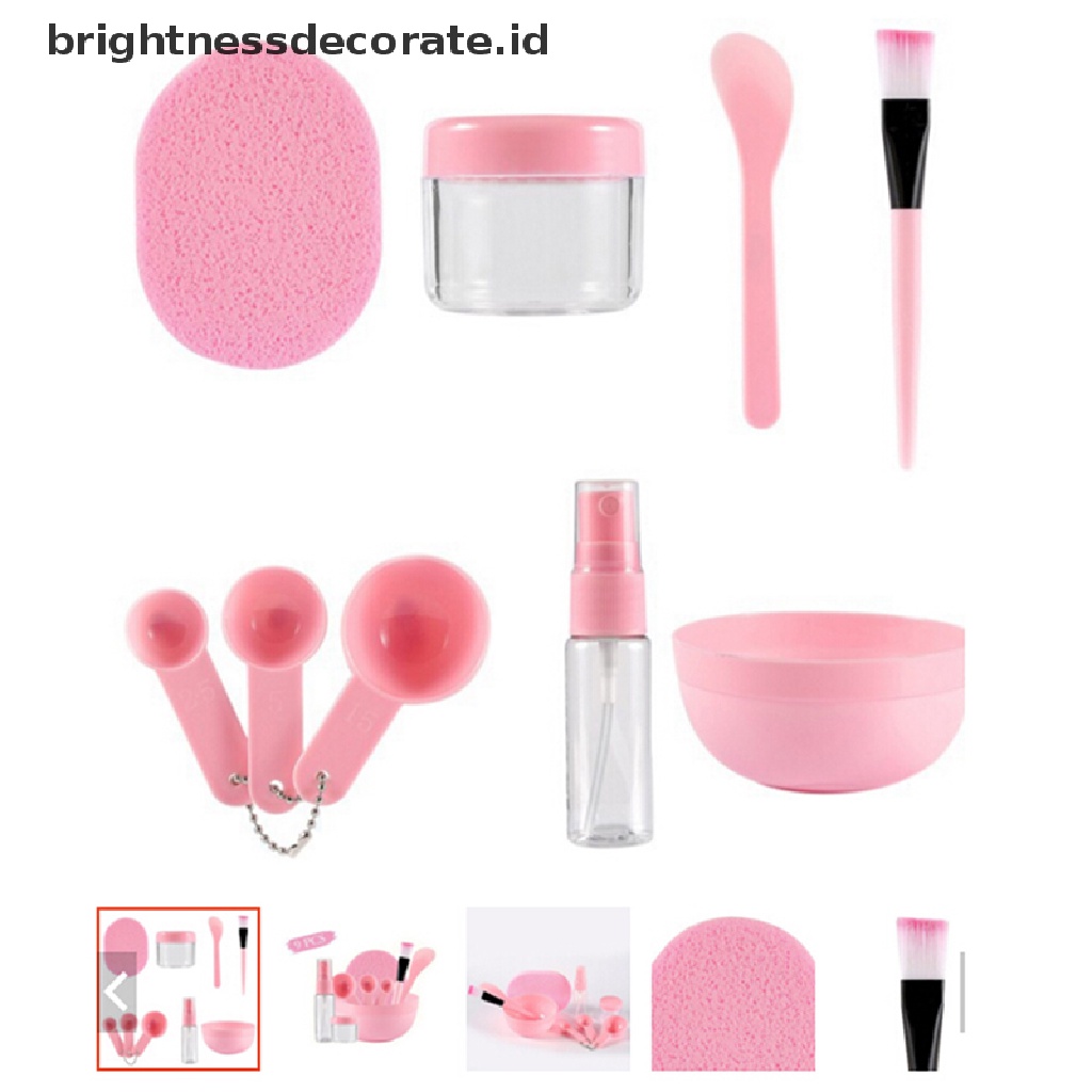 (Birth) 9pcs / Set Mangkuk + Brush + Sendok + Stik + Botol + Spons Untuk Masker Wajah Diy