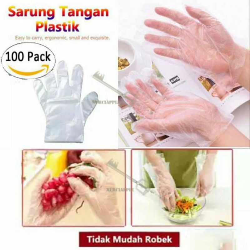 ~ PIYOSHI08 ~ Sarung Tangan  Plastik Isi 100 Pcs / Disposable Gloves / Sekali Pakai PD139