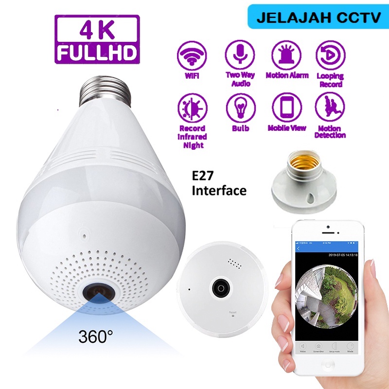 KAMERA EYESEC CCTV Lampu Bohlam Wifi Lampu CCTV 360 Derajat CCTV V380 Lampu CCTV Kamera HP 1080P Pan