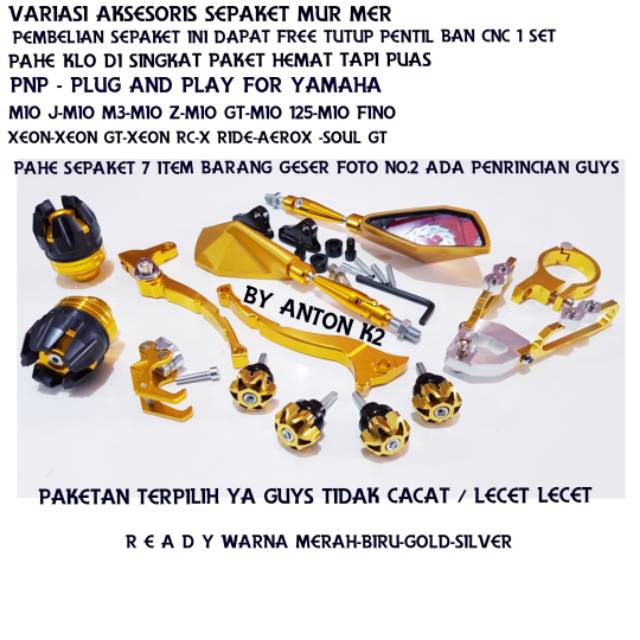 KACA SPION PAKETAN 7 ITEM VARIASI AKSESORIS MOTOR X RIDE/XRIDE NEW/AEROX 125/XEON NEW/XEON GT/XEON R