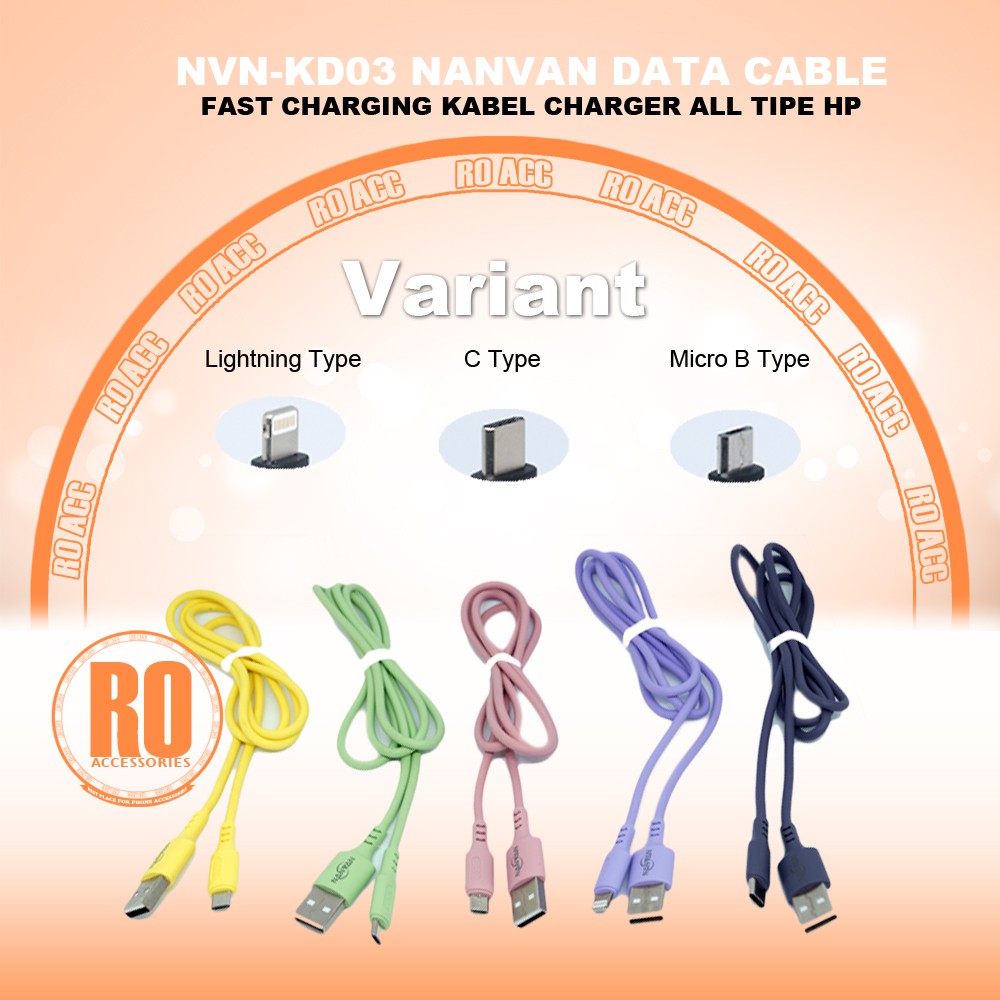 [RO ACC] NVN-KD03 MACARON NANVAN KABEL DATA FAST CHARGING KABEL CHARGER ALL TIPE HP