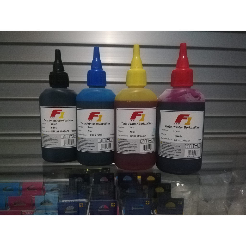 Tinta Refill Dye Base F1 Black Hitam 100ml Printer Epson L100 L110 L120 L200 L210 L220 L300 L310