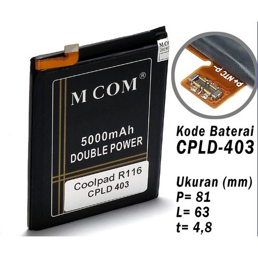 Battery Batre Baterai Double Power Mcom Coolpad R116 CPLD-403 CPLD403 CPLD 403