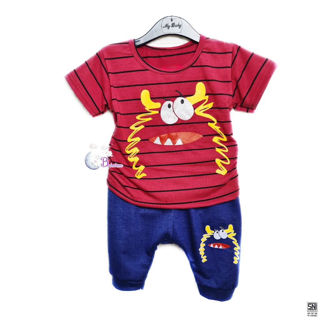 ECER BAJU BAYI BOBOBAM SALUR MONSTER SETELAN ANAK LAKI-LAKI / SETELAN ANAK HARGA GROSIR