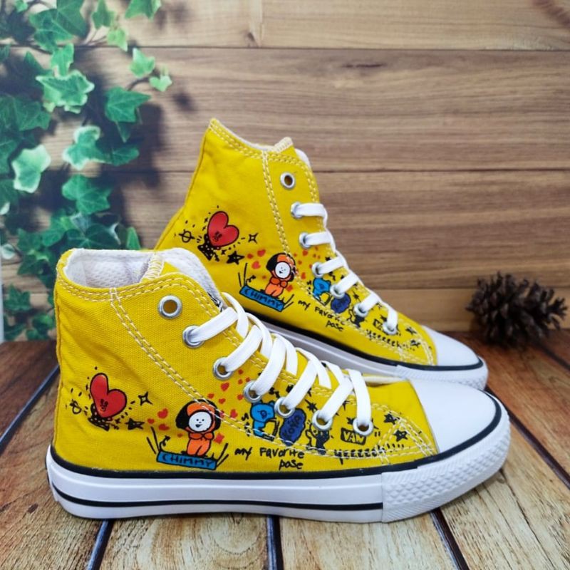 SEPATU ANAK USIA 1-10 TAHUN SEPATU CONVERSE ANAK BTS BT21 WARNA KUNING