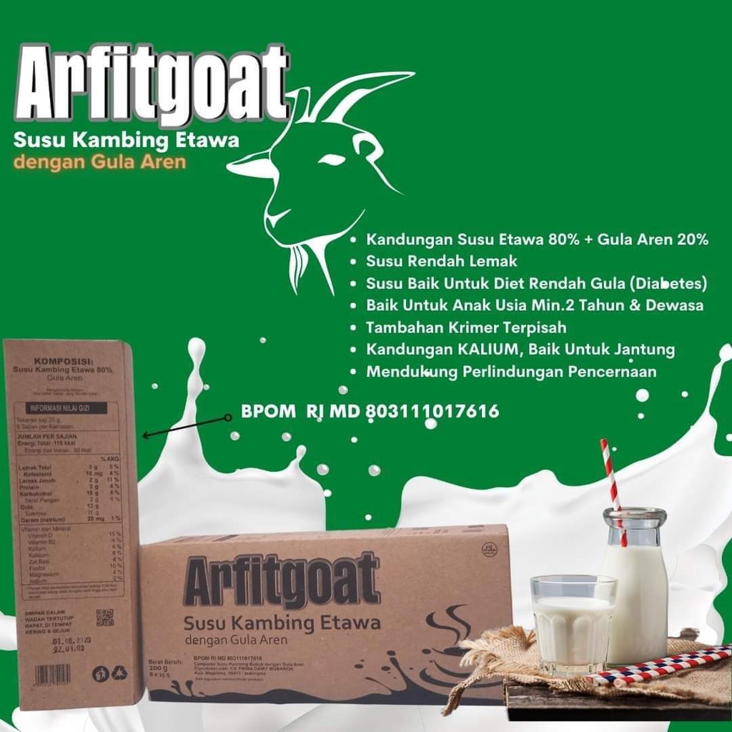 

Susu Kambing Etawa 80% Bukan Campuran | Arfitgoat Plus Gula Aren dan Krimer Terpisah