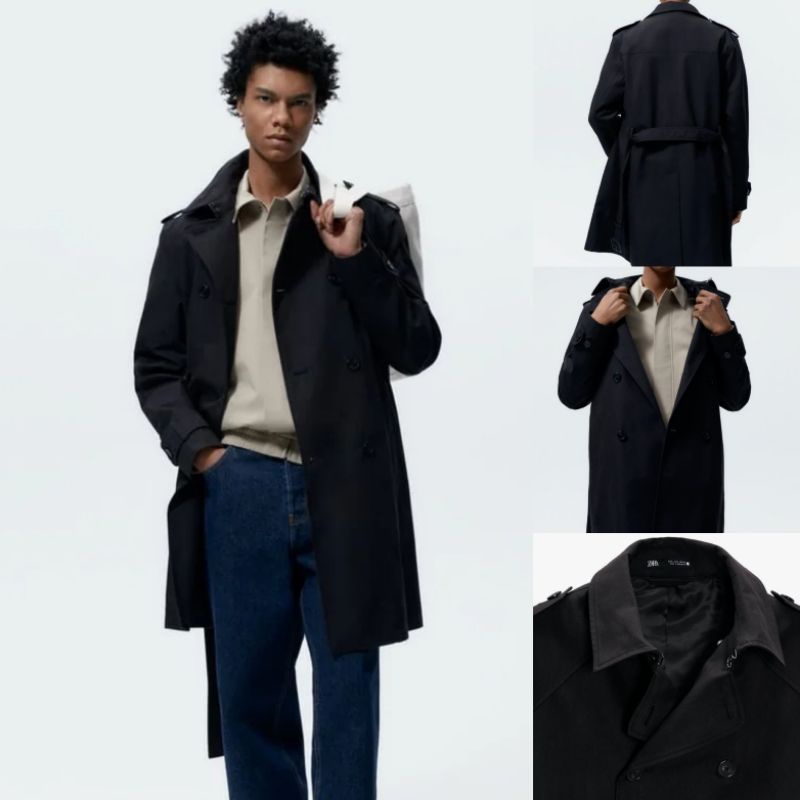 Jaket Mantel Zara Men's Basic Water-Repellent Trench Coat