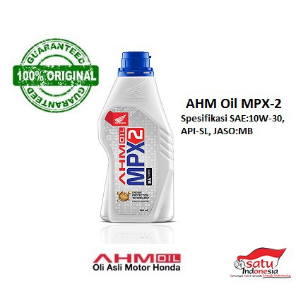 Oli mesin AHM OIL MPX  2 MPX2 MPX2 SL 10W30 JASO MB 800 ml asli ori matic matic