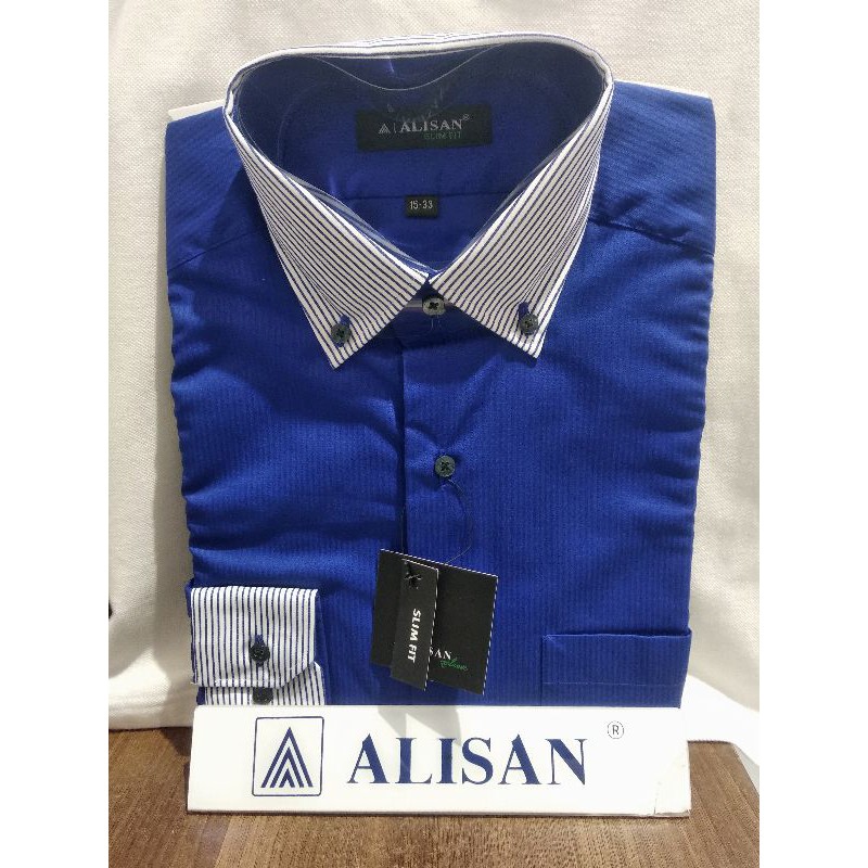 Kemeja Polos Kombinasi ALISAN Lengan panjang