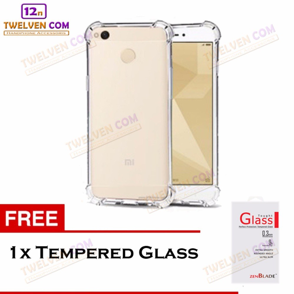 Anti Shock Anti Crack Softcase Casing for Xiaomi Redmi 4x + Free Tempered Glass