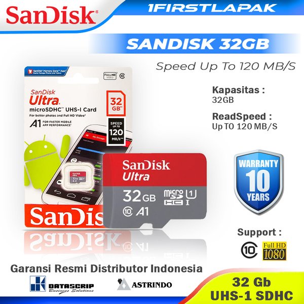 Memory Card | Micro SD 32GB SanDisk Ultra up to 100Mbps Class 10