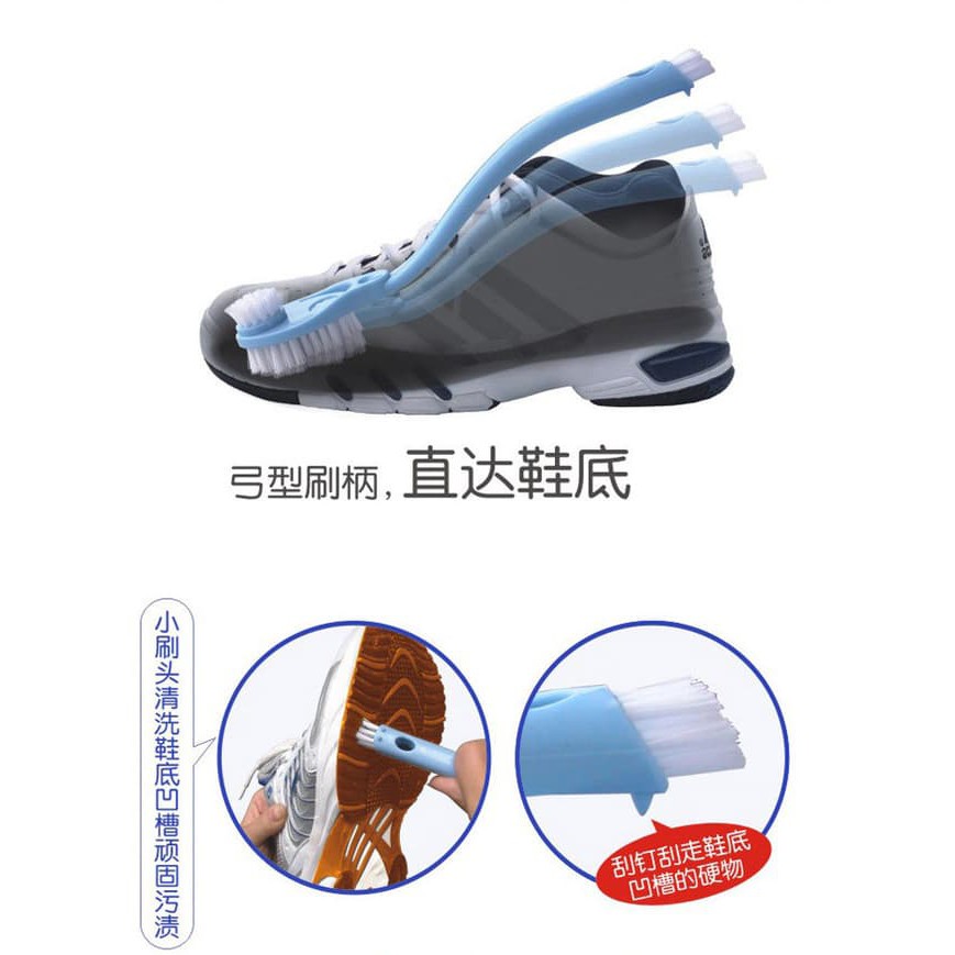 Sikat Pembersih Sepatu Triple Bulu 3 in 1 Shoes Brush tiga sisi clean tools serbaguna dapur kitchen-2