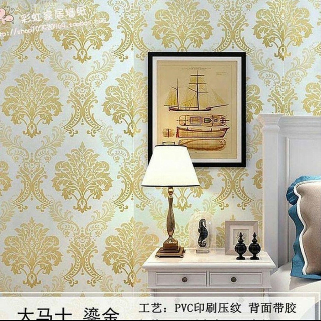 Wallpaper BATIK GOLD /  Wallpaper Dinding 10M x 45Cm
