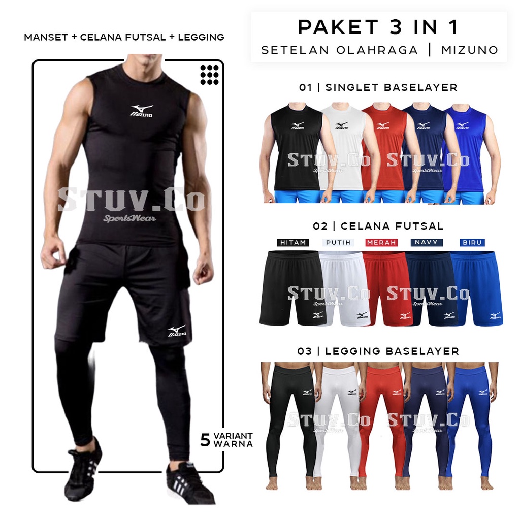 PAKET STELAN OLAHRAGA MANSET BASELAYER TANPA LENGAN LEGGING PANJANG DAN CELANA PENDEK DRIFIT UNISEX MURAH