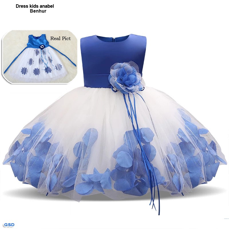 Dress kids anabel/terusan dress anak/gaun pesta anak perempuan lucu/dress bertingkat bunga brokat