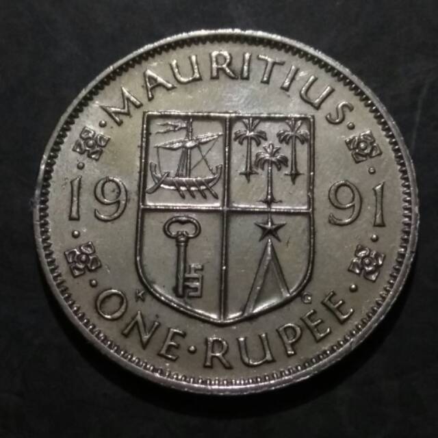 Koin asing mauritius 1 rupee thn 1991