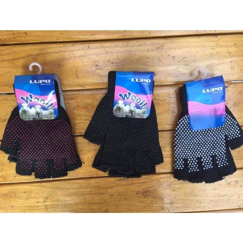 Sepasang Sarung Tangan Rajut Anti Selip Polkadot Dotting Pendek Setengah Jari import