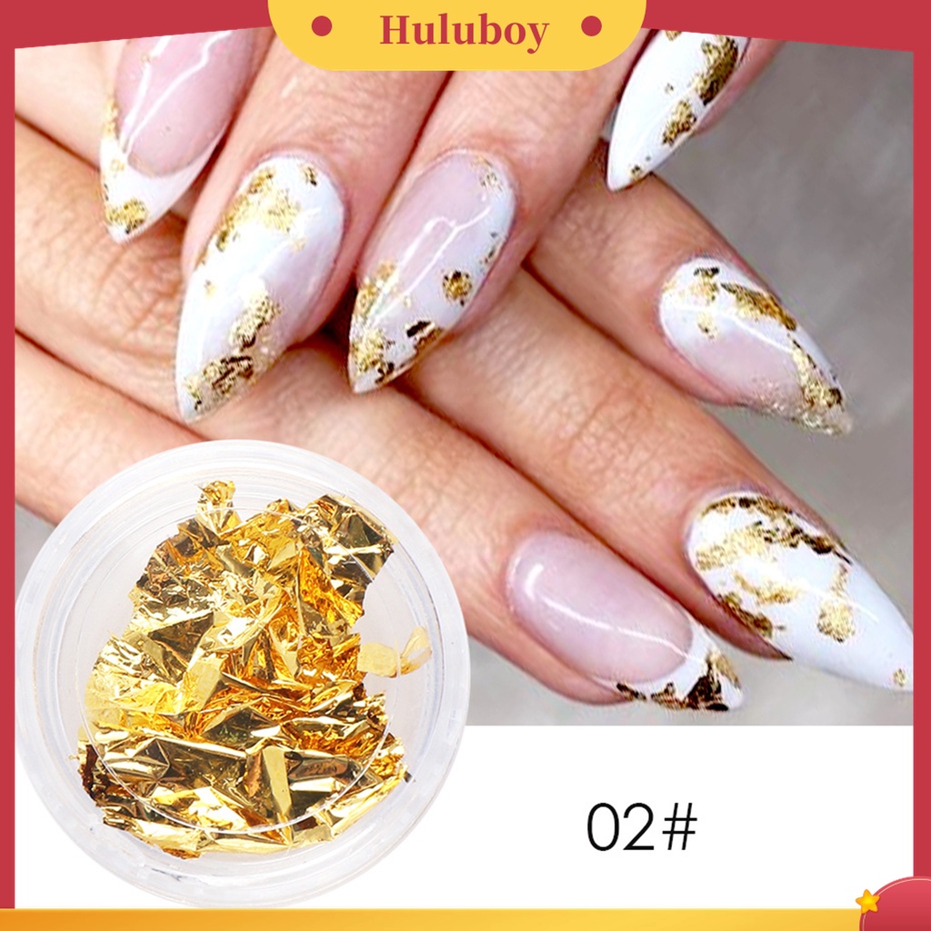 Huluboy Huluboy♡ Stiker Nail Art Ultra Tipis Warna Emas / Silver Untuk Dekorasi Manicure DIY