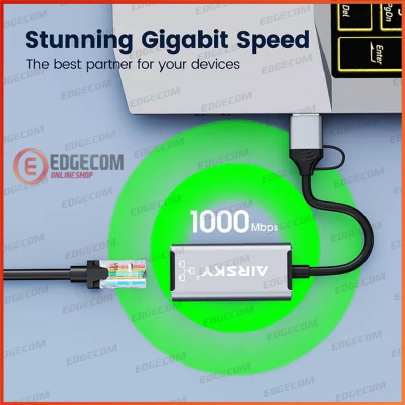 USB 3.0 / TYPE C to Gigabit Lan Ethernet 1000Mbps Adapter AIRSKY
