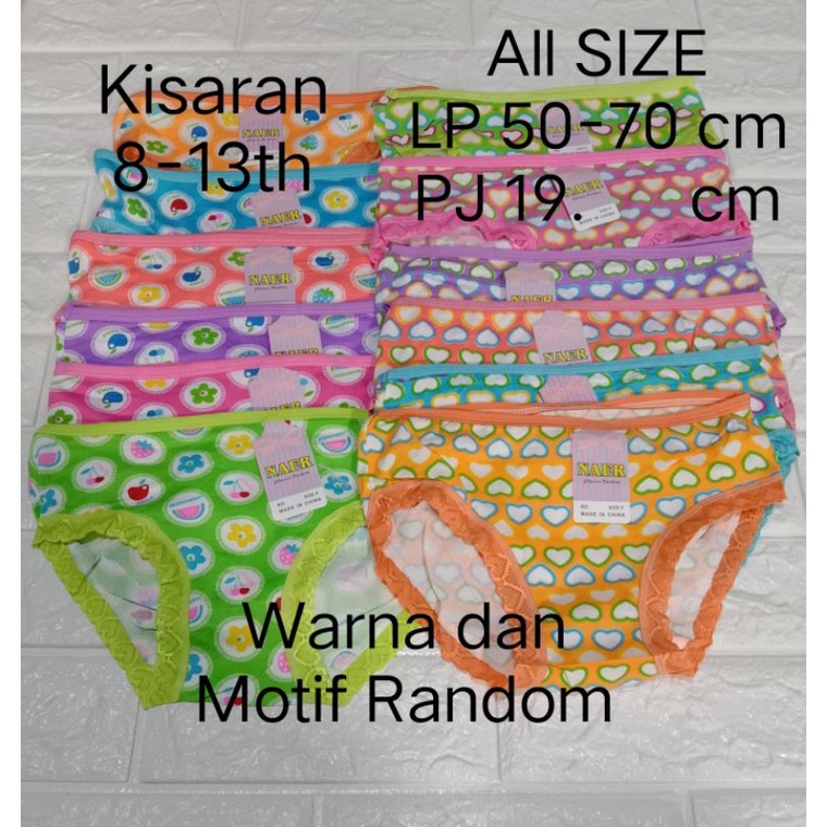 Celana dalam (334)8-10th anak perempuan Tanggung All size Warna dan Motif Random cewek ABG