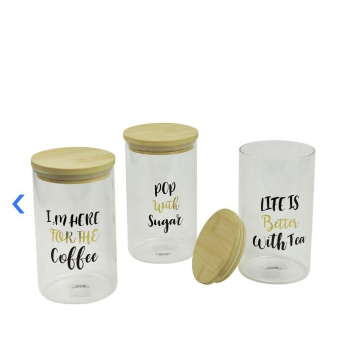 Informa Toples Kaca Kedap Udara Tempat Gula Kopi Teh 850 Ml 3Pcs