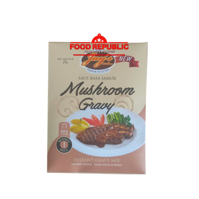 

JAYS MUSHROOM SAUCE MIX 25 GR - SAUS STEAK RASA JAMUR HALAL NO MSG