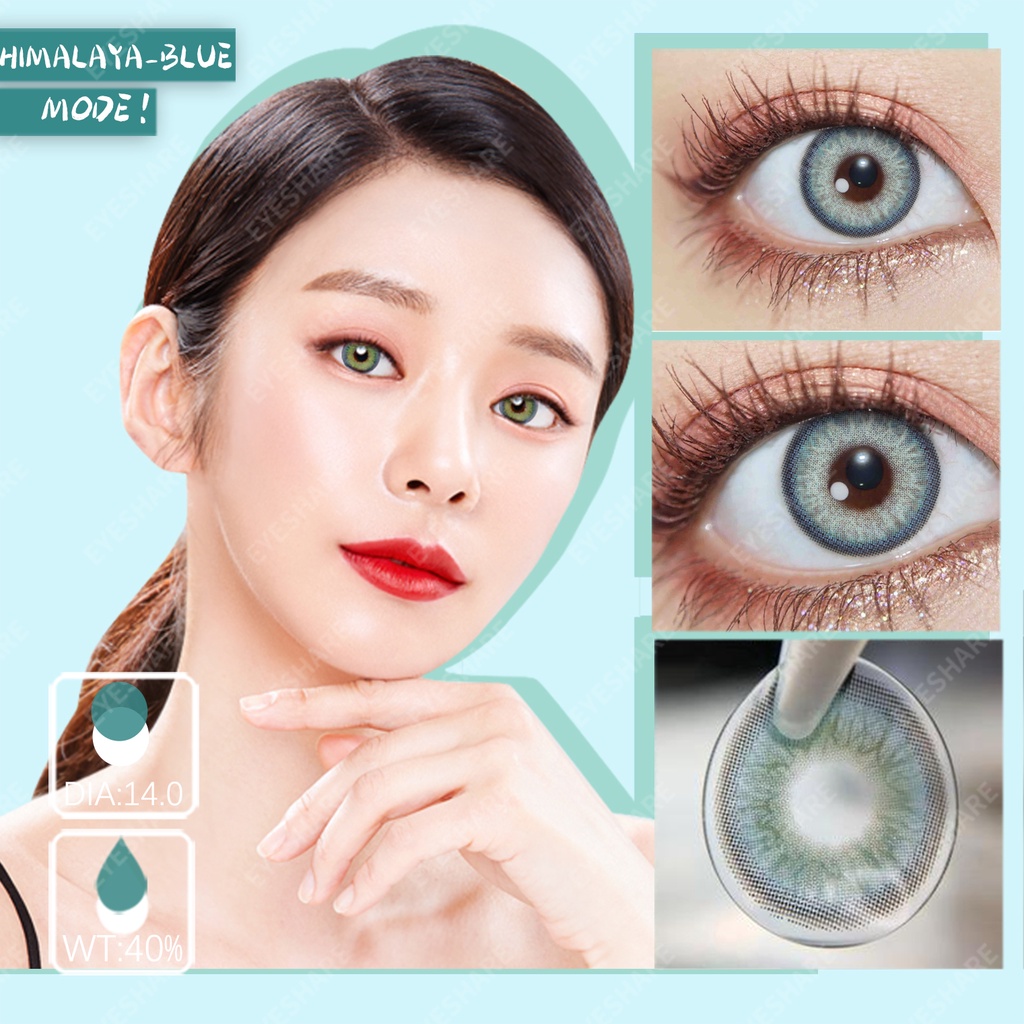 【COD&amp;Spot】Sepasang lensa kontak berwarna diameter 14.2MM mata soflen brown softlens natural soflens korea aesthetic softlens minus(0.00) free lenscase big eye HIMALAYA BROWN GRAY GREEN Fresh harian soflen