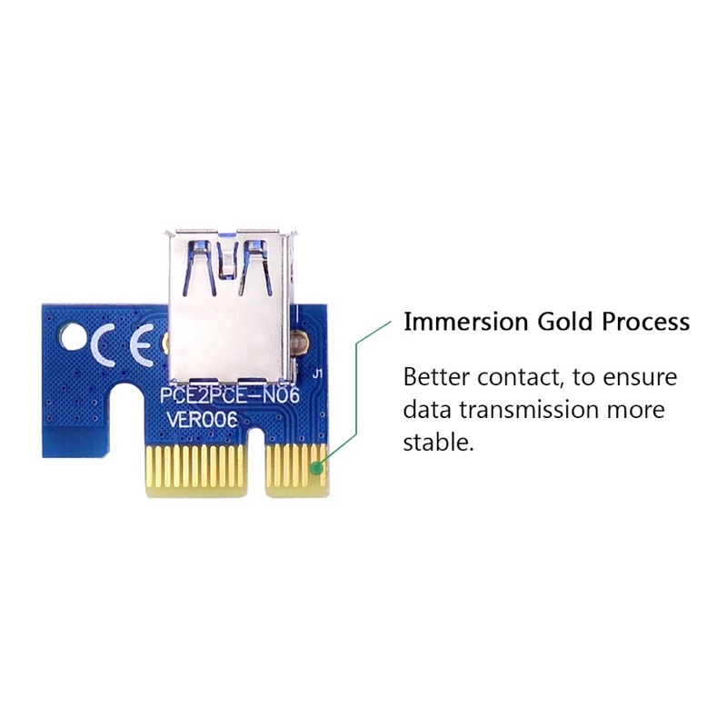 PCI-E 006c Riser Card 1X to 16X 30Cm USB 3.0 Cable SATA to 6Pin