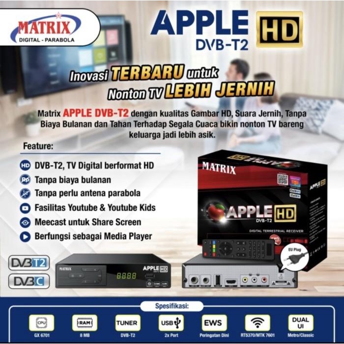 Set Top Box Receiver Matrix Dvb T2 Apple Hd Terbaru Dvb T-2