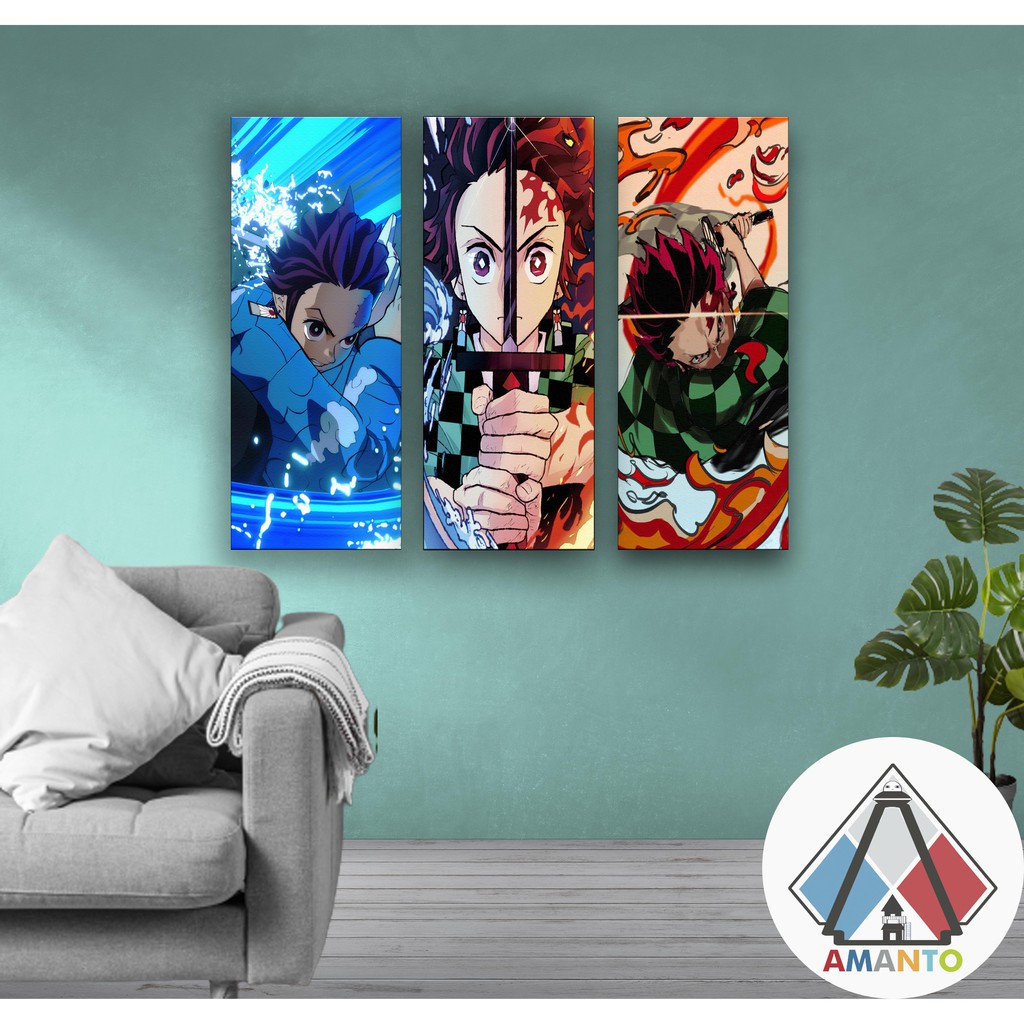 POSTER KAYU HIASAN DINDING ANIME KIMETSU NO YAIBA DEKORASI DINDING TANJIRO KNY POSTER ANIME