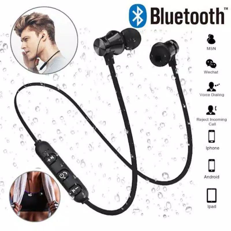 Handsfree Earphone Hanset Bluetooth Sport Magnetic Buds In-Ear