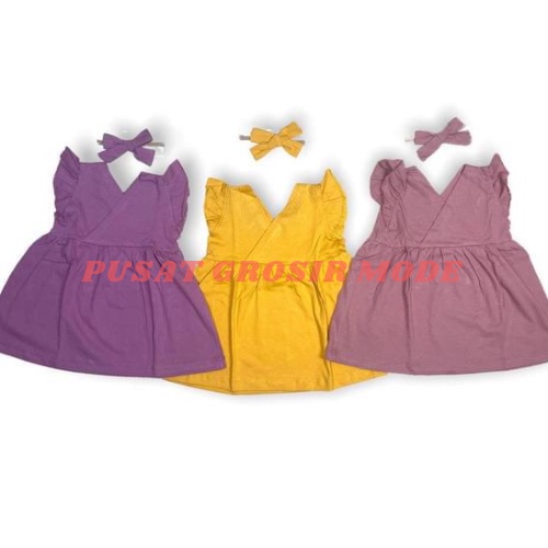 Dress Bayi Anak Katun Dress Anak BONUS Pita Bando newborn 0 - 12 bulan PGM DS02