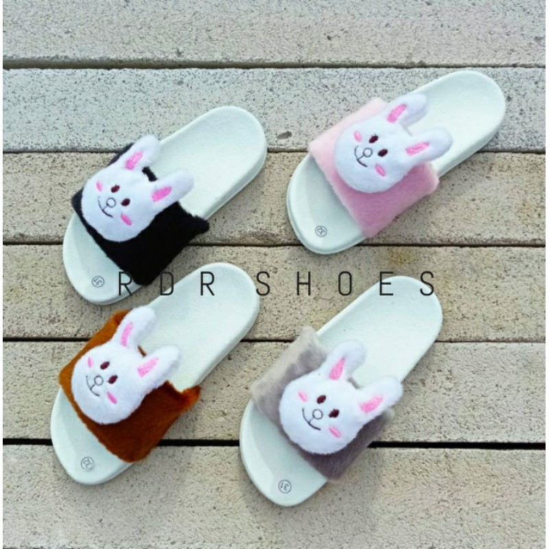 Sandal bulu boneka rabbit lucu bisa couple ibu anak