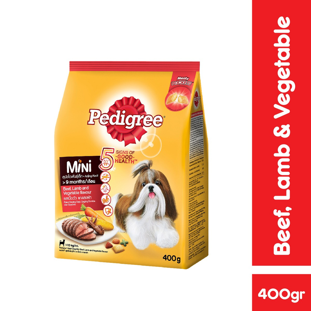 PEDIGREE® Makanan Anjing Kering Ras Mini 400 g-Beef, Lamb & Veg