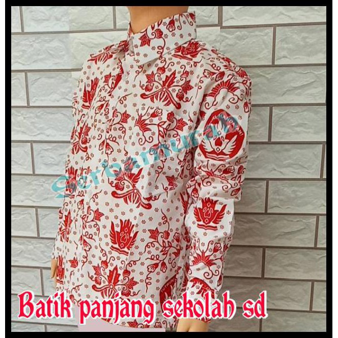Seragam Batik Warna Merah Sekolah Sd Lengan Panjang Baju Batik Sekolah Sd Lengan Panjang