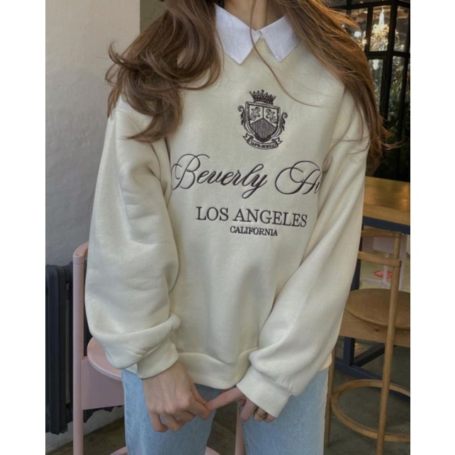SWEATER OVERSIZE BEVERLY HILIS LOS ANGELES  SWESTER KOREAN SWEATER FLEECE