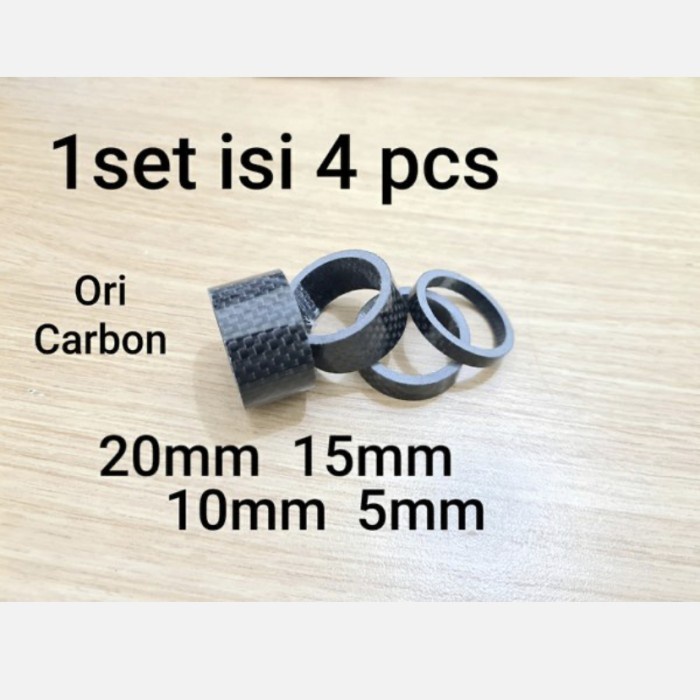 1 Set 4 pcs Ring Spacer Carbon spicer 5. 10, 15, 20mm pengganjal stem