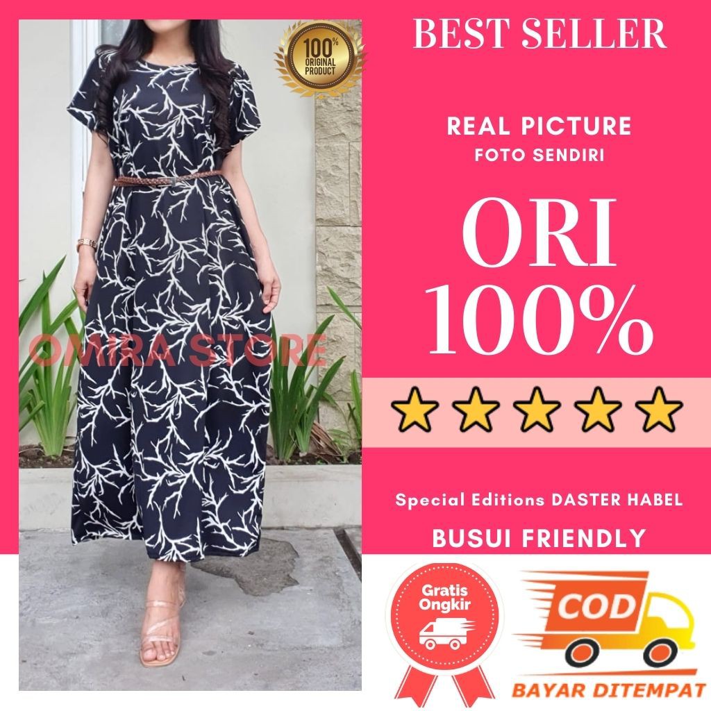 Daster Habel Premium Bahan Jersey | Daster Semata Kaki Motif | Daster Jumbo Panjang Kekinian Murah